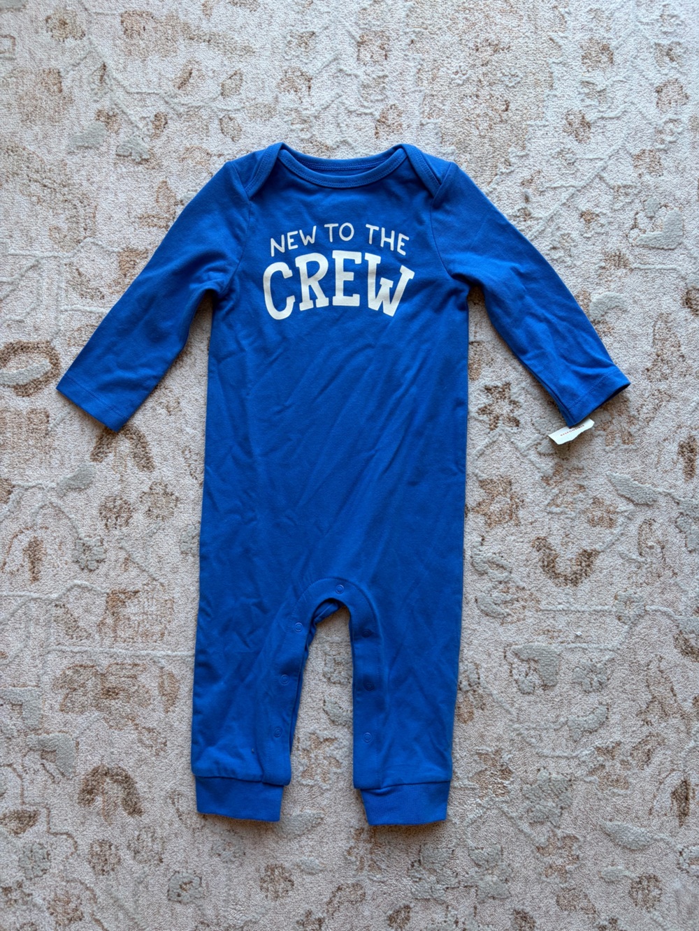 NWT! Cat & Jack “New To the Crew” Quote Long Sleeve Infant Sleeper